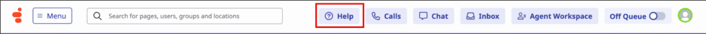 This image is a screenshot of the menu bar in Genesys Cloud app that shows the help icon.