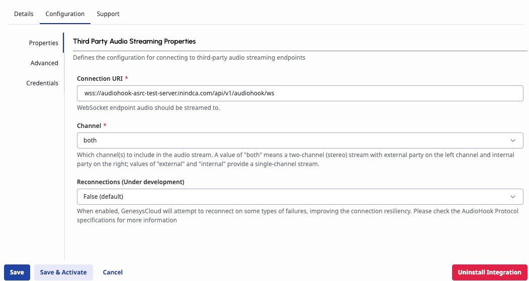 Configure AudioHook Monitor Properties