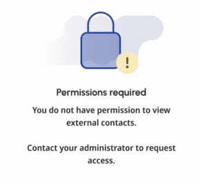 No permissions message in Profile Panel
