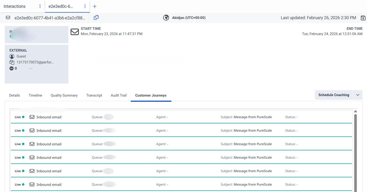 Customer Journeys tab