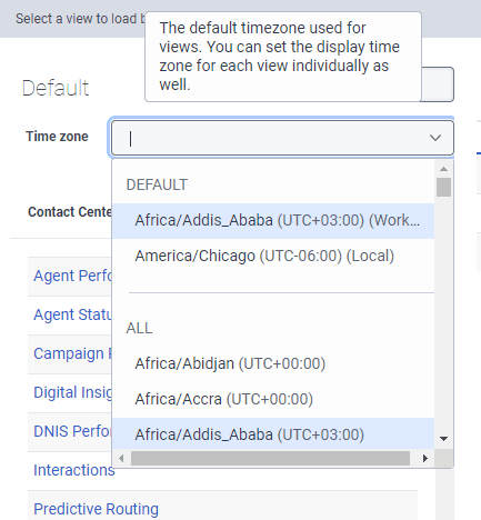 After users can set a default time zone for performance workspaces