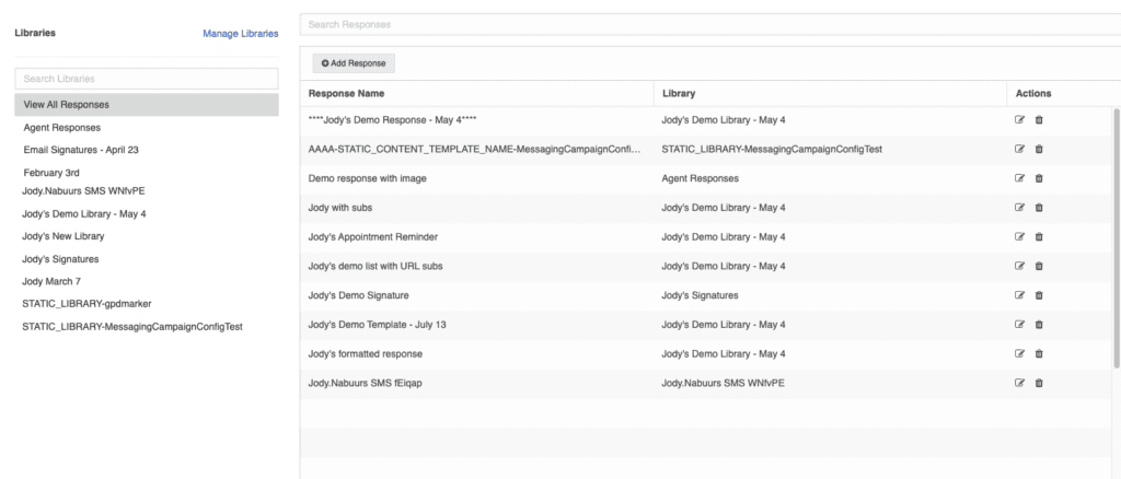 Canned responses before UI change.