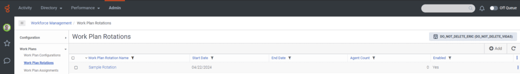 Work plan rotations after
