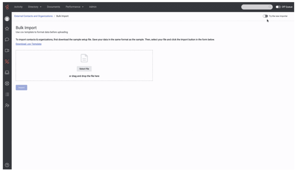 Before enhanced contact management and bulk import features