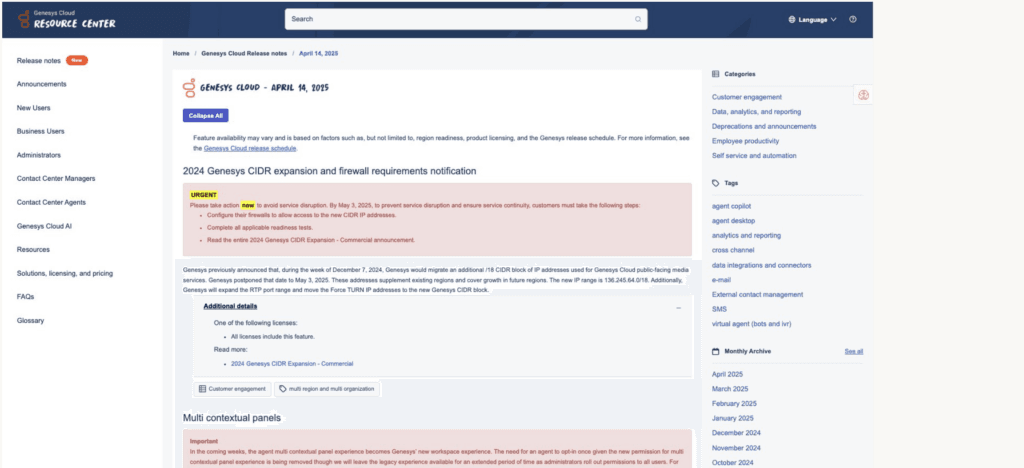 Release notes details - before