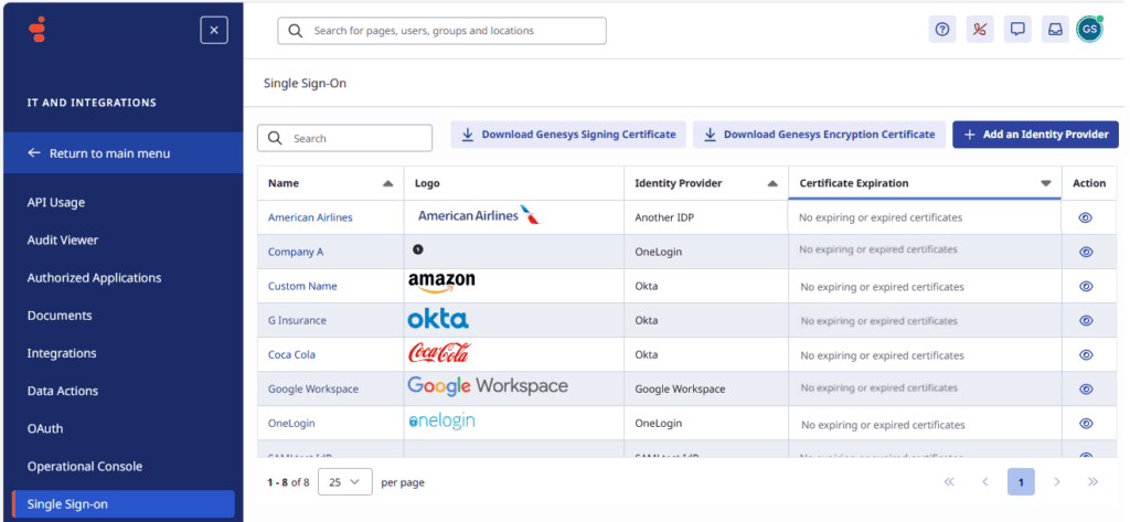 Single Sign-On page
