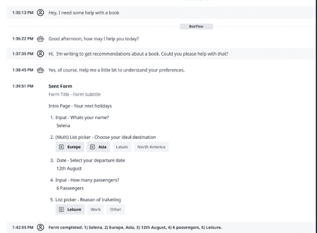Transcript UI with form details