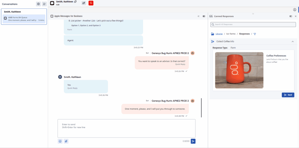 Agent UI with from details