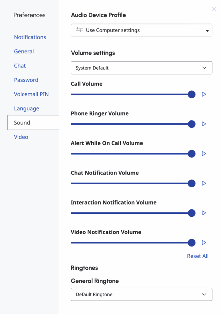 Sound preferences