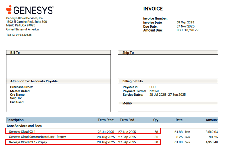 Invoice on demand usage