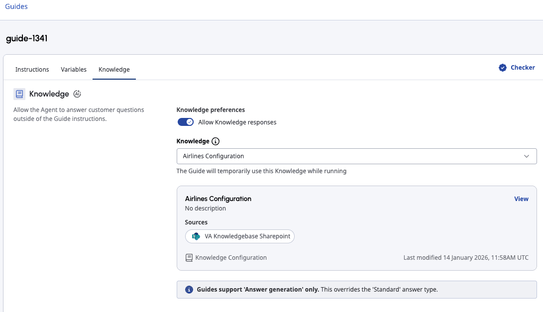 Knowledge tab in AI Studio Guides