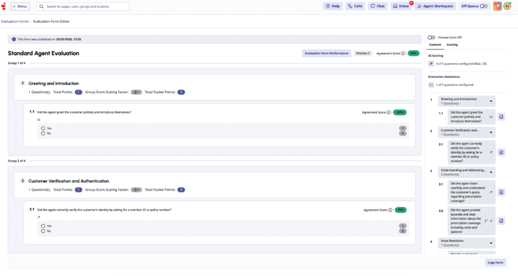 Standard agent evaluation