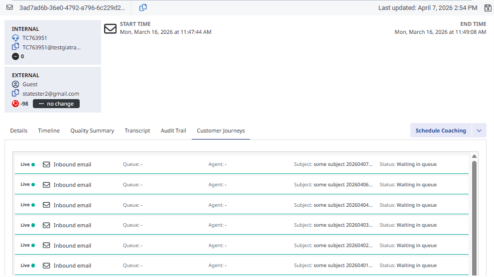 View an interaction's customer journey