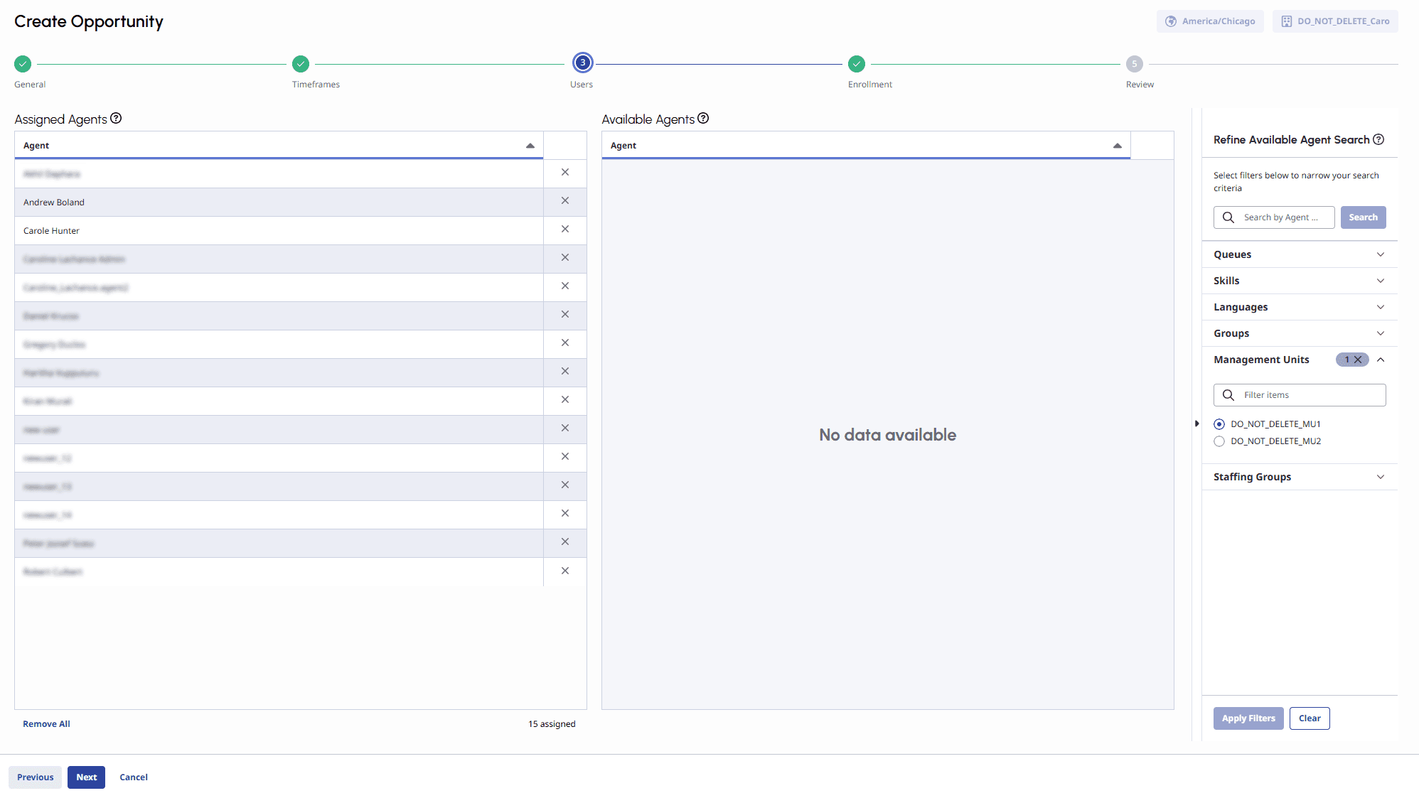Displays the list of available agents ready for mapping.