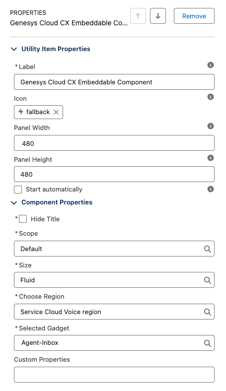 This image is a screenshot of the voicemail component configuration in CX Cloud.