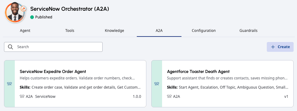 Configure A2A integrations for agentic virtual agents