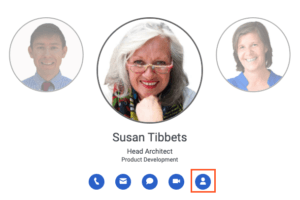 Click to enlarge. The Go to profile icon under a card view of an employee