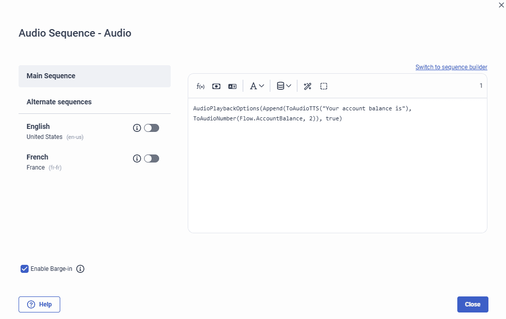 Click to enlarge. Expression view of main audio sequence in audio sequence editor