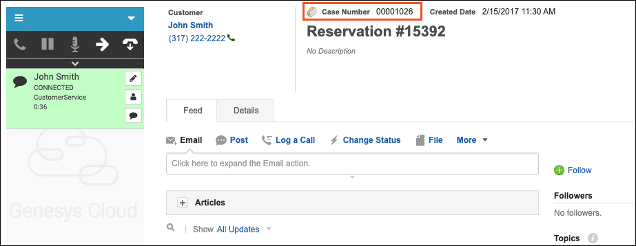 Click to enlarge. Screen pop example based on search value
