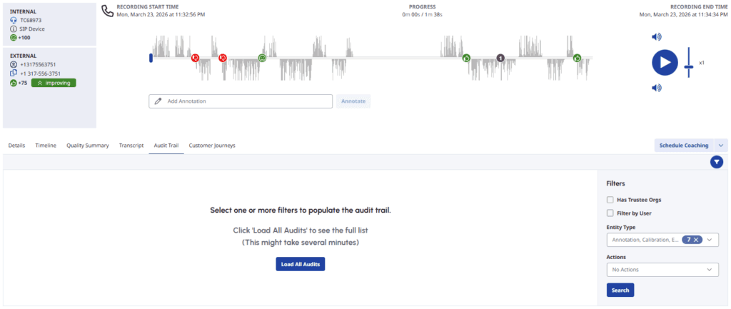Click to enlarge. View an interaction’s audit trail