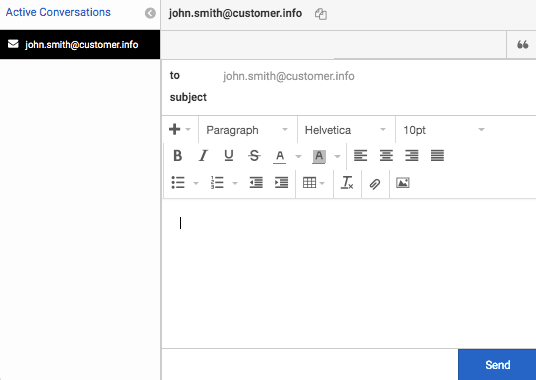 Click to enlarge. Interactions window with email interaction