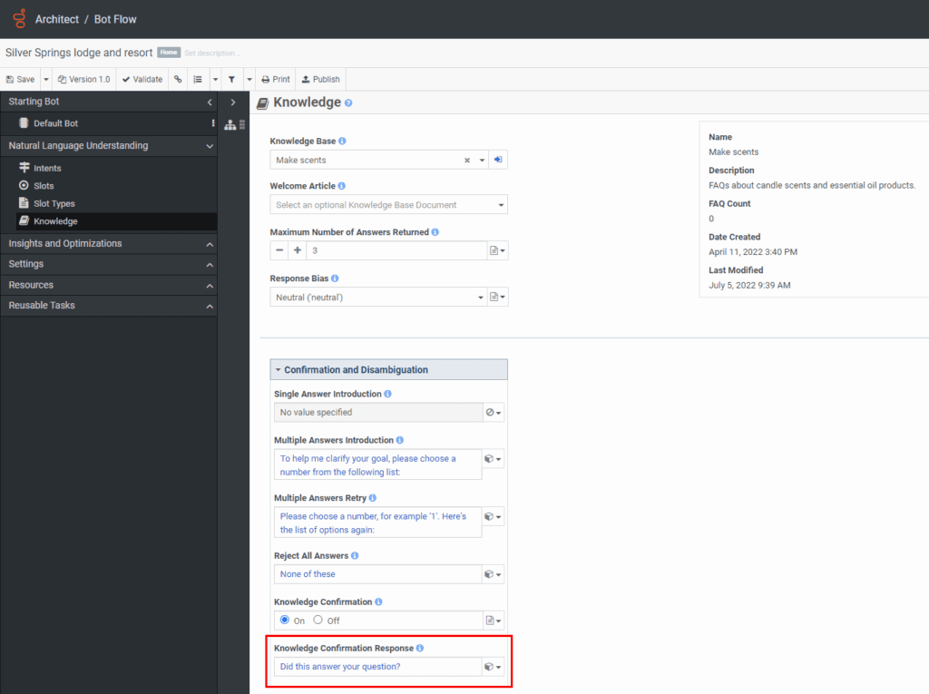 Click to enlarge. Knowledge confirmation response