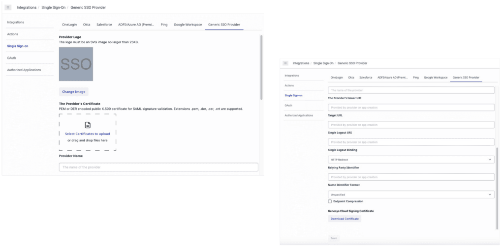 Click to enlarge. SSO provider form