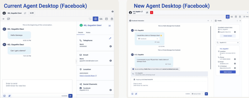 Click to enlarge. Current and new agent desktop