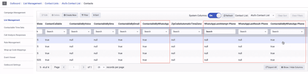 Click to enlarge. Four new WhatsApp columns