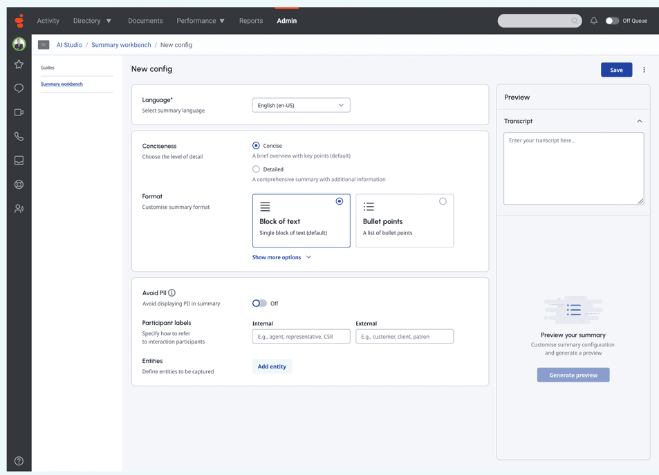 Click to enlarge. Customer interaction summaries from agent copilot and virtual agent