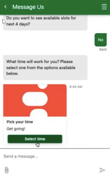 Click to enlarge. Time picker in bot conversations