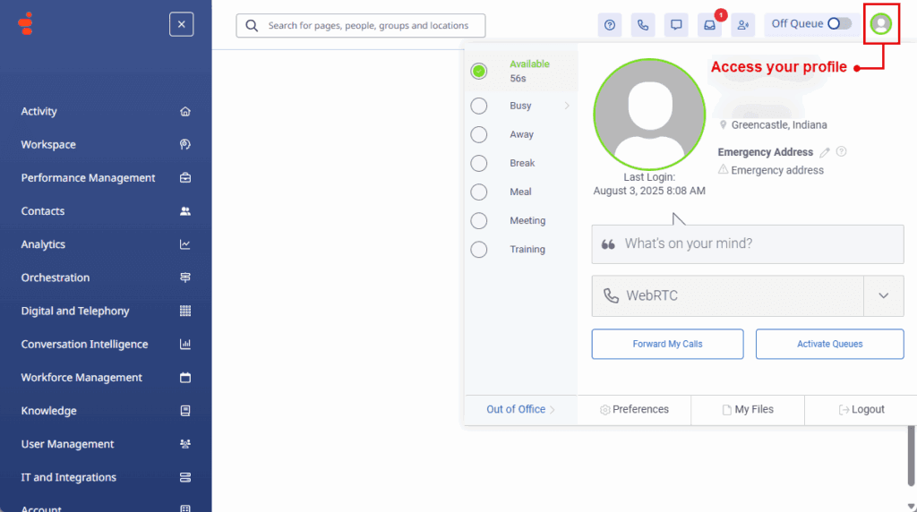 Click to enlarge. New navigation access profile