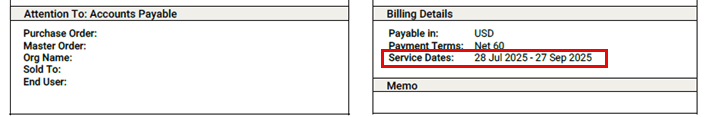 Click to enlarge. Service dates differ from invoice date