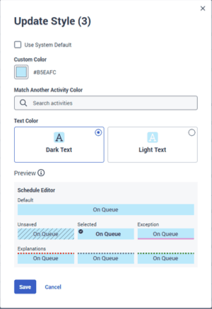 Click to enlarge. Displays the update style dialog box