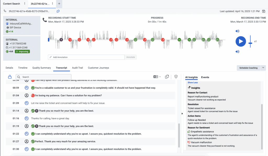 Working With Transcripts Work with a voice transcript - Genesys Cloud Resource Center