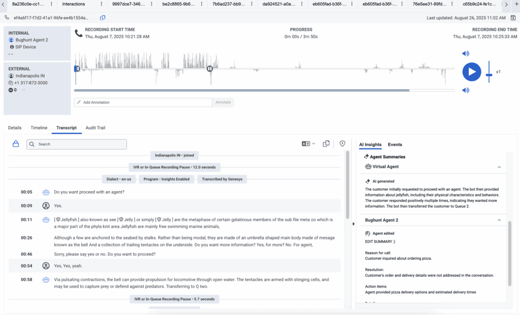 Work with a voice transcript - Genesys Cloud Resource Center